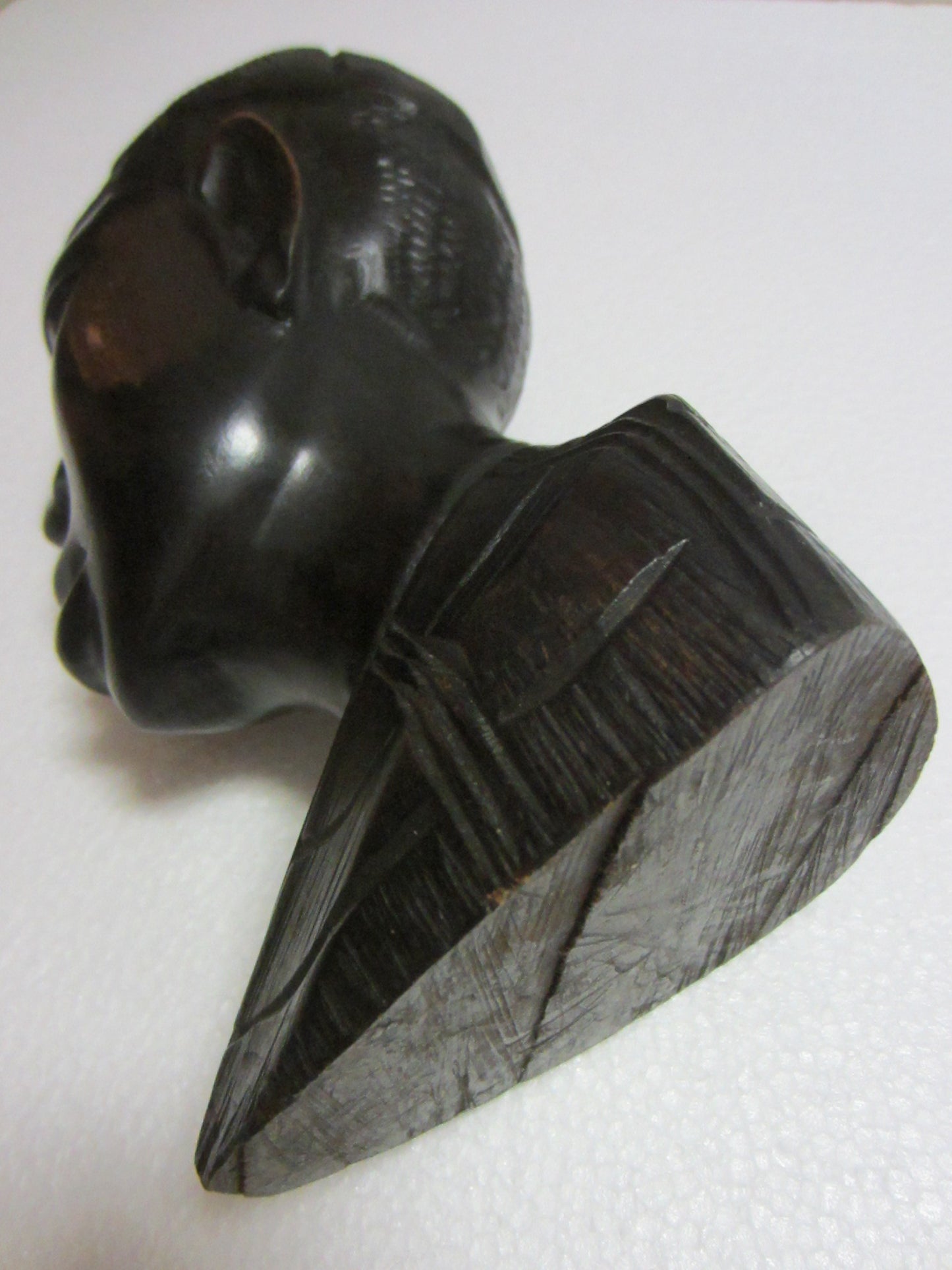 Folk Art African Bust Hand Carving Ebony Wood Sculpture - Designer Unique Finds 
 - 5