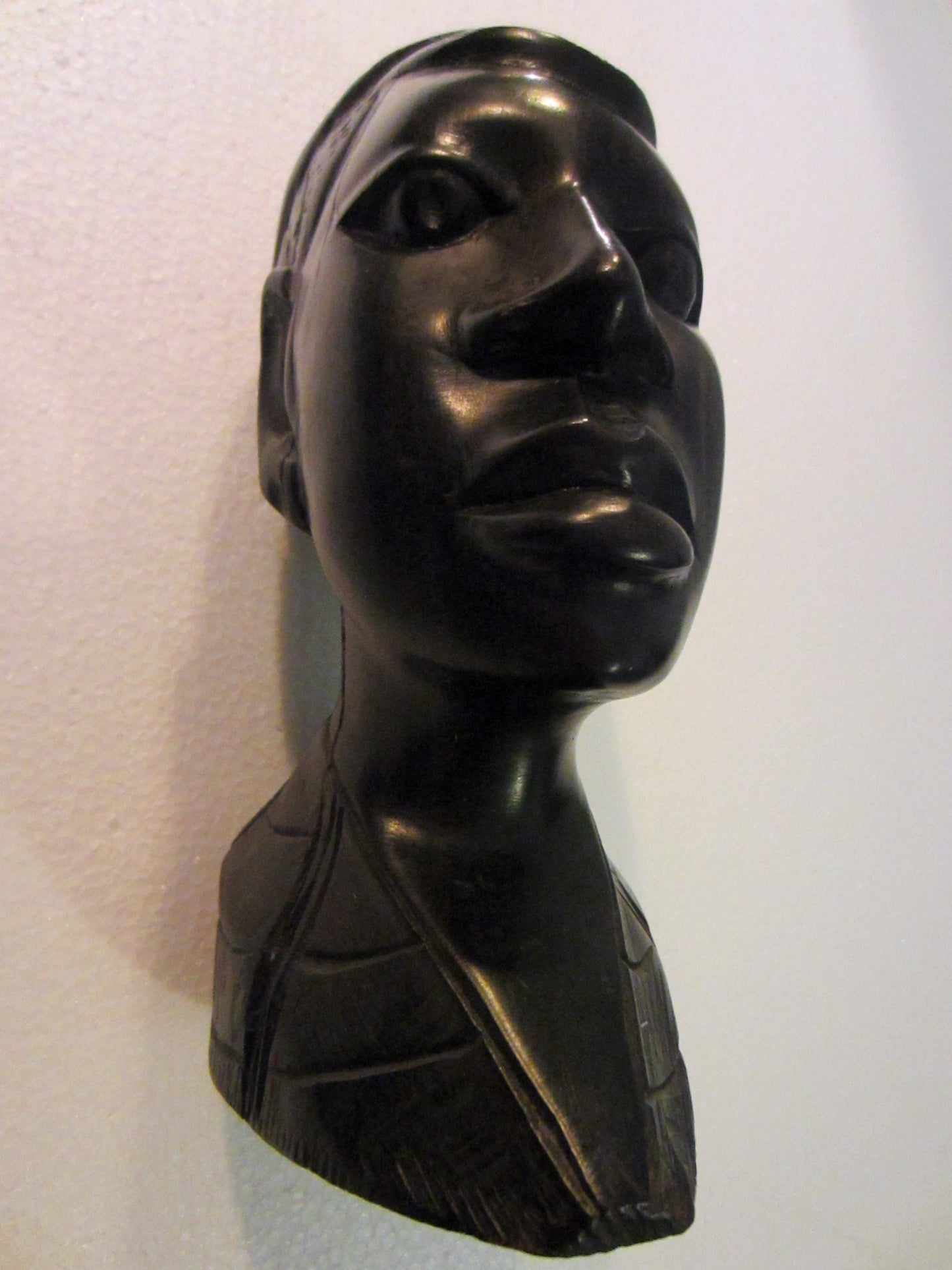 Folk Art African Bust Hand Carving Ebony Wood Sculpture - Designer Unique Finds 
 - 2