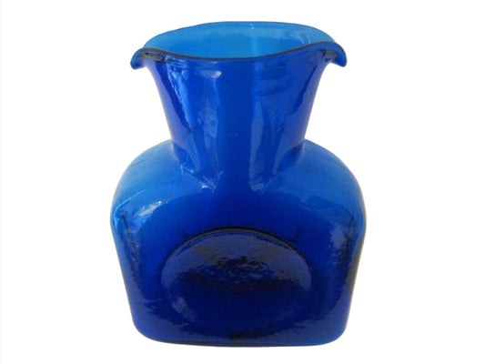 Blenko Cobalt Blue Mid Century Blown Art Glass Vase - Designer Unique Finds 