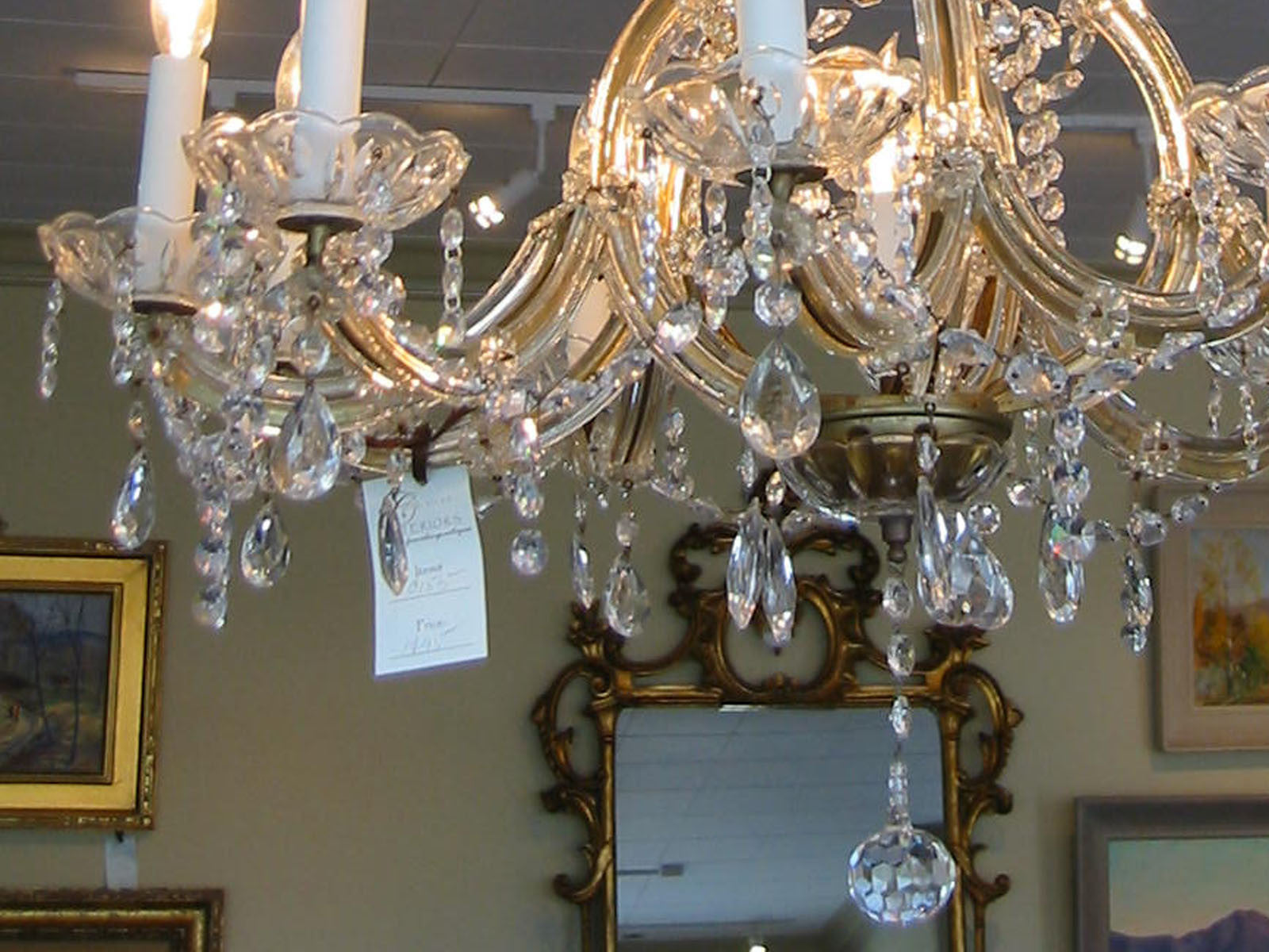 Crystal Chandelier Hand Cut Ten Light Pendant Prisms Brass Fixture - Designer Unique Finds 
 - 4