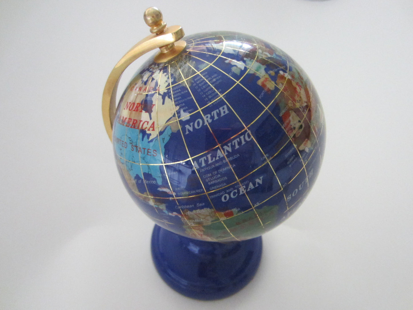 World Globe Cobalt Desktop Sculpture - Designer Unique Finds 