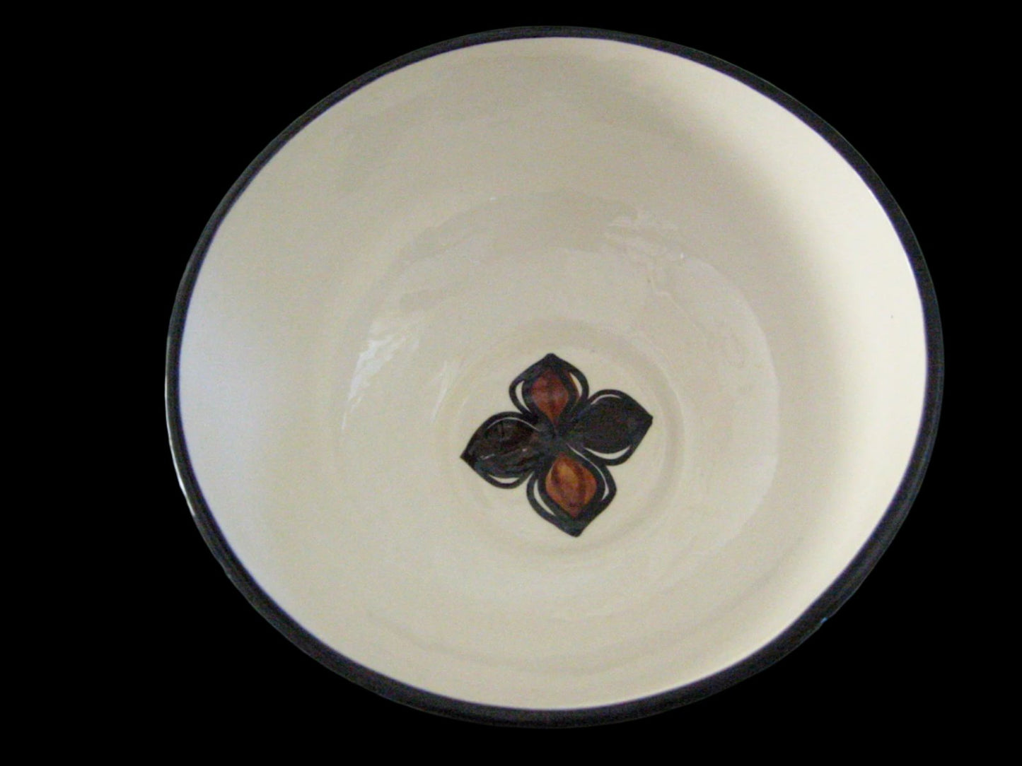 Hawaii Lei Glazed Ceramic Bowl Hand Crafted Signed Floral Design - Designer Unique Finds 