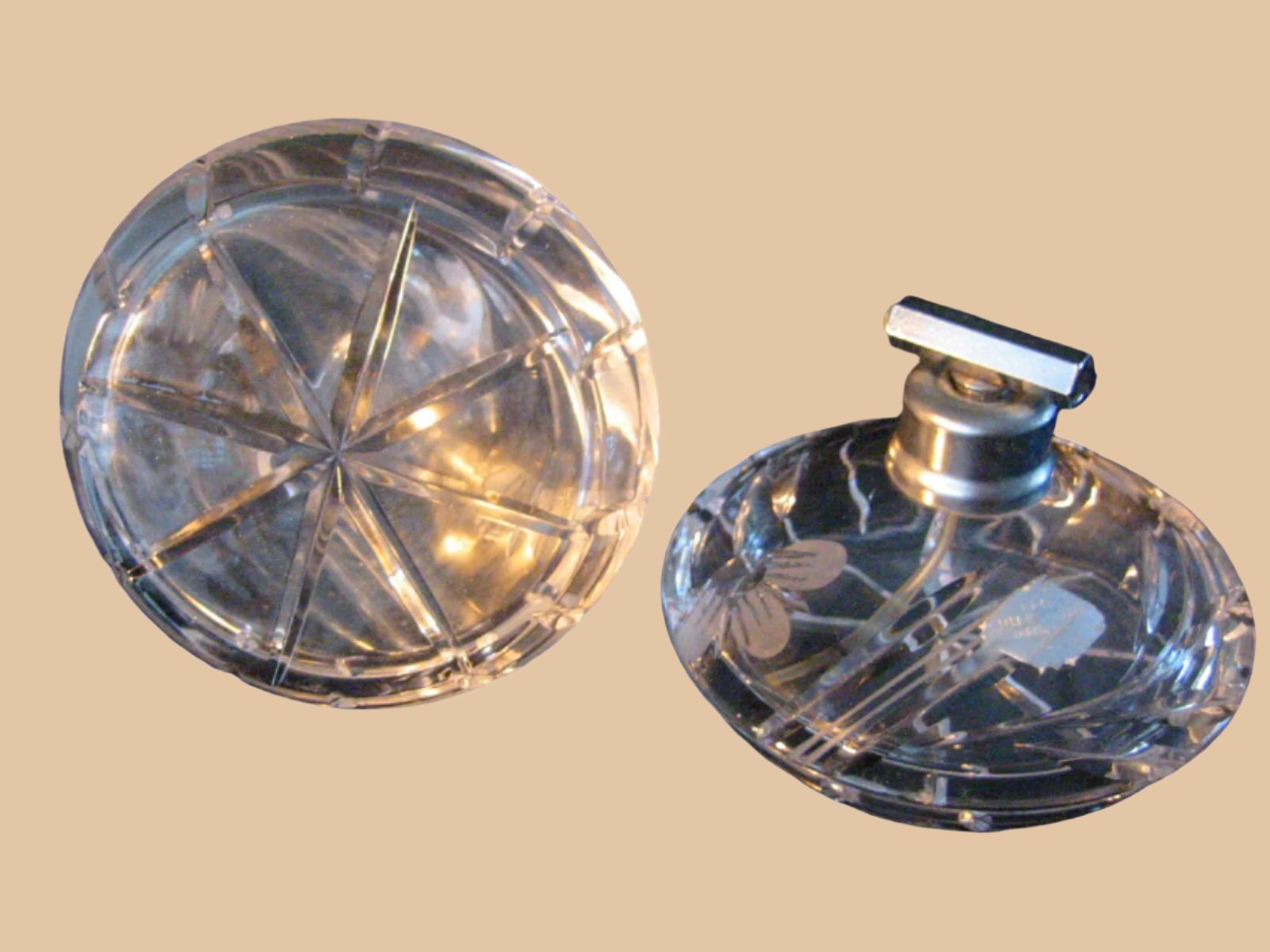 Echt Bleikristall Germany Hand Cut Perfumery Crystal Vanity Decor Duo - Designer Unique Finds 