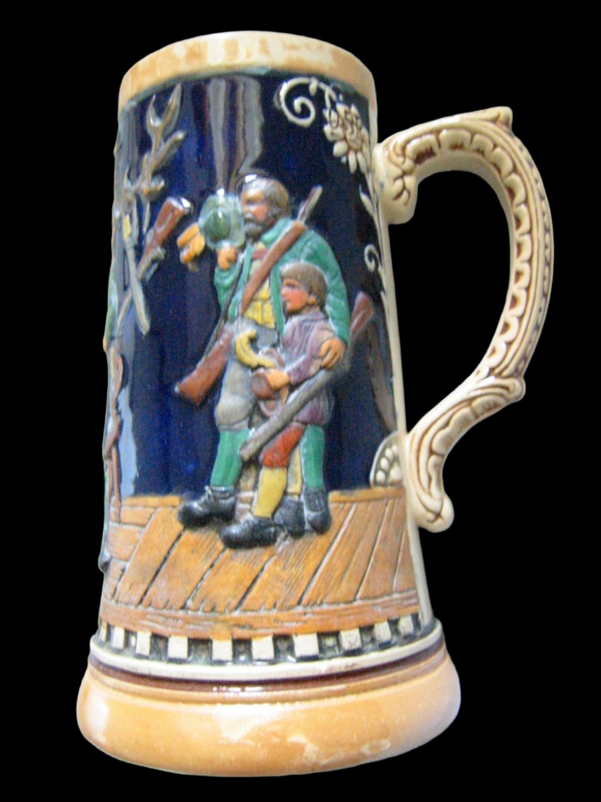 Majolica Figurative Hunting Mug With Provenance Made in Germany - Designer Unique Finds 