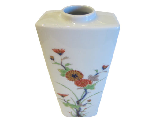 Japanese Porcelain Wall Decor Floral Vase - Designer Unique Finds 