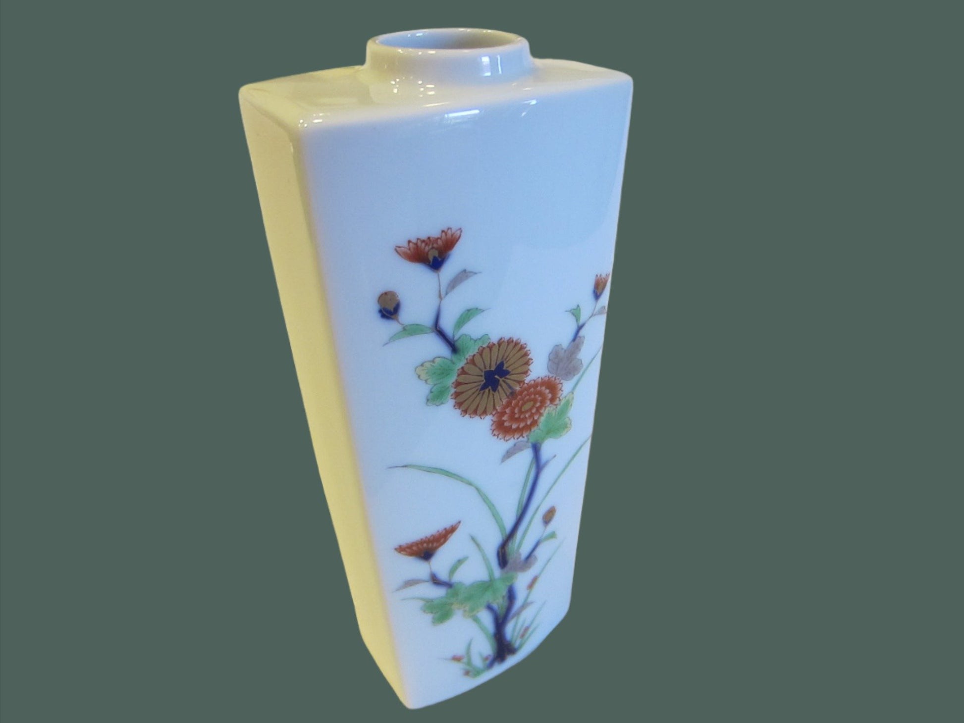 Japanese Porcelain Wall Decor Floral Vase - Designer Unique Finds 