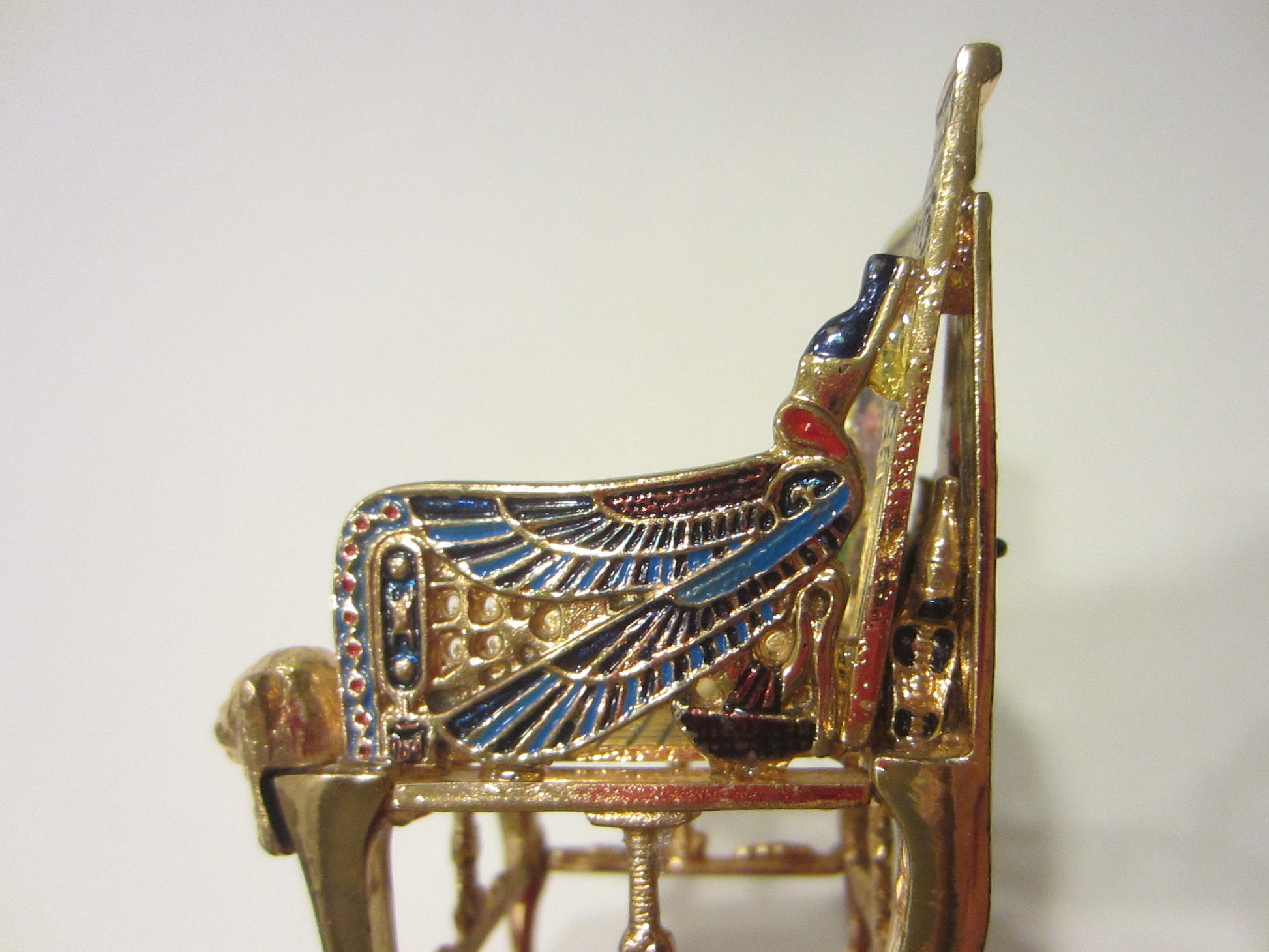 Throne Of Tut Egyptian Decorative Elaborated Golden Chair Statue - Designer Unique Finds 