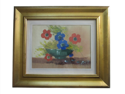 Still Life Poppies Impressionist Oil On Canvas Signed Ruiz