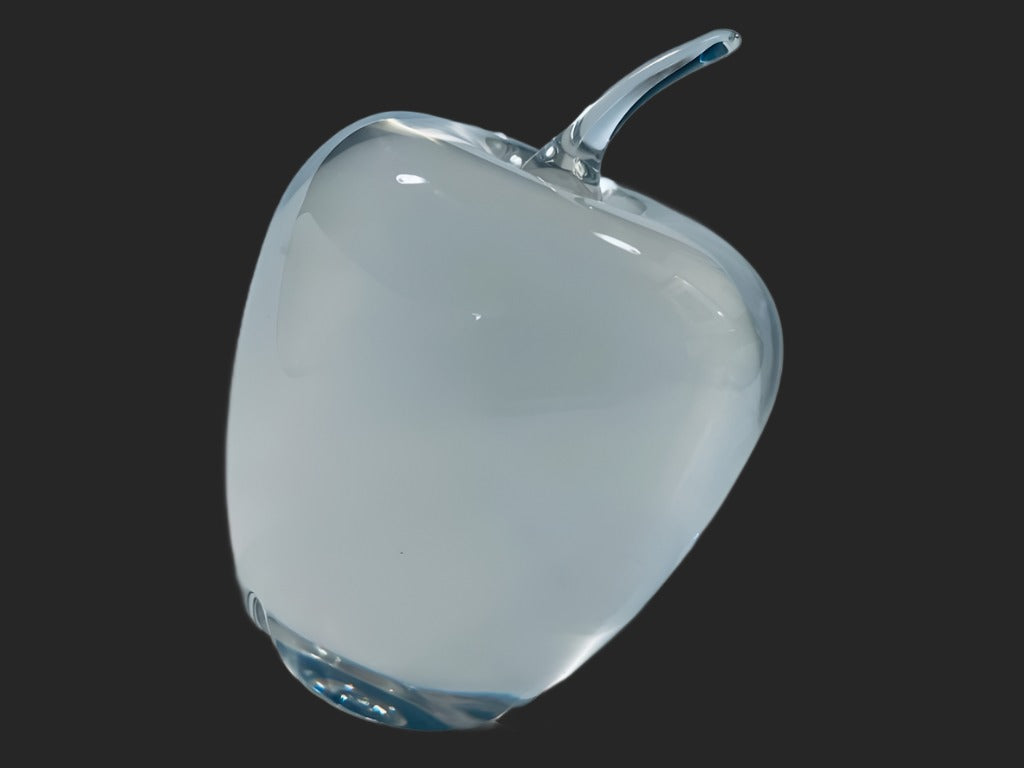 Val St Lambert Crystal Apple Signed Copyrighted Paperweight