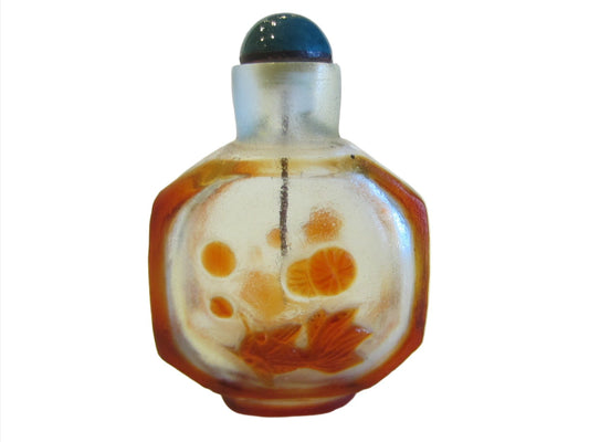 Chinese Miniature Peking Glass Fish Overlay Snuff Bottle - Designer Unique Finds 