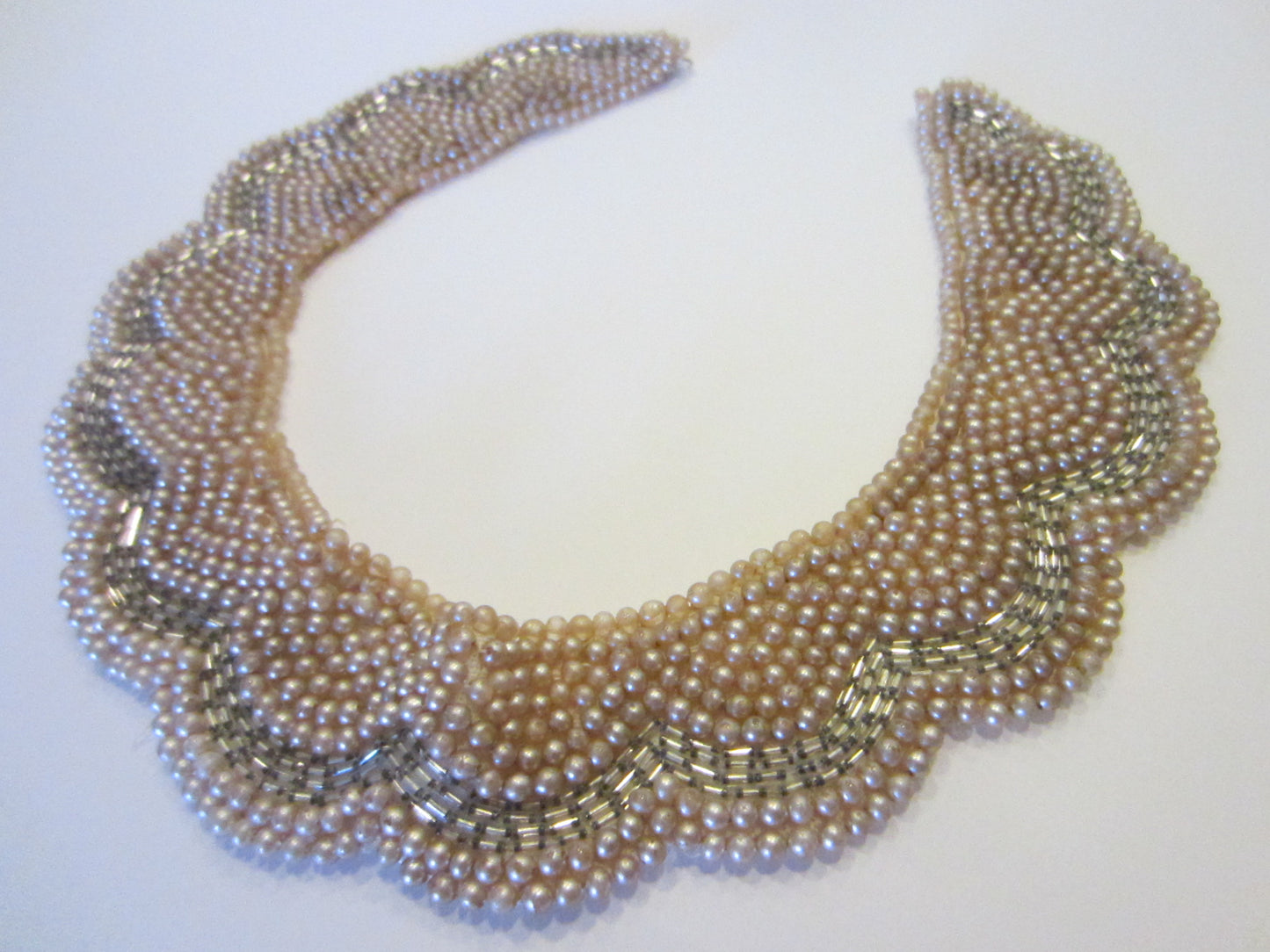 Delco Japan Bib Necklace Collar Decorated Pearl Beads