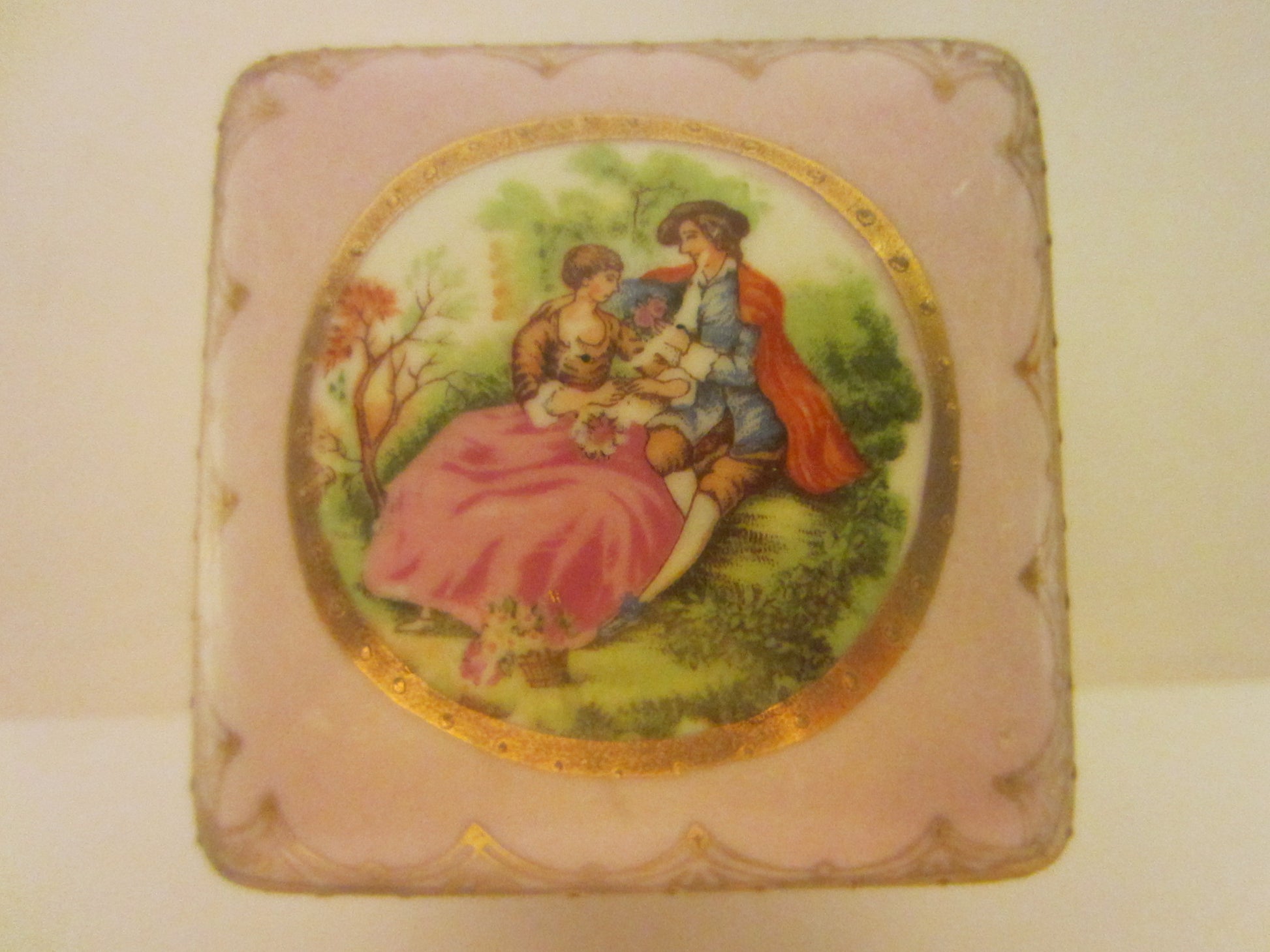 Royal Vienna Pink Porcelain Bronze Jewelry Box On Stand Hand Decorated Medallion - Designer Unique Finds 
 - 6