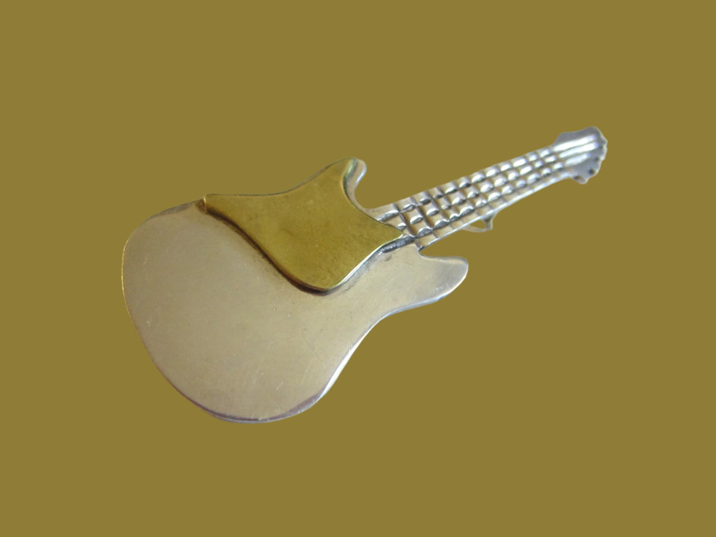 Sterling Guitar Brooch Marked In Etch TV 6G Mexico 925 - Designer Unique Finds 