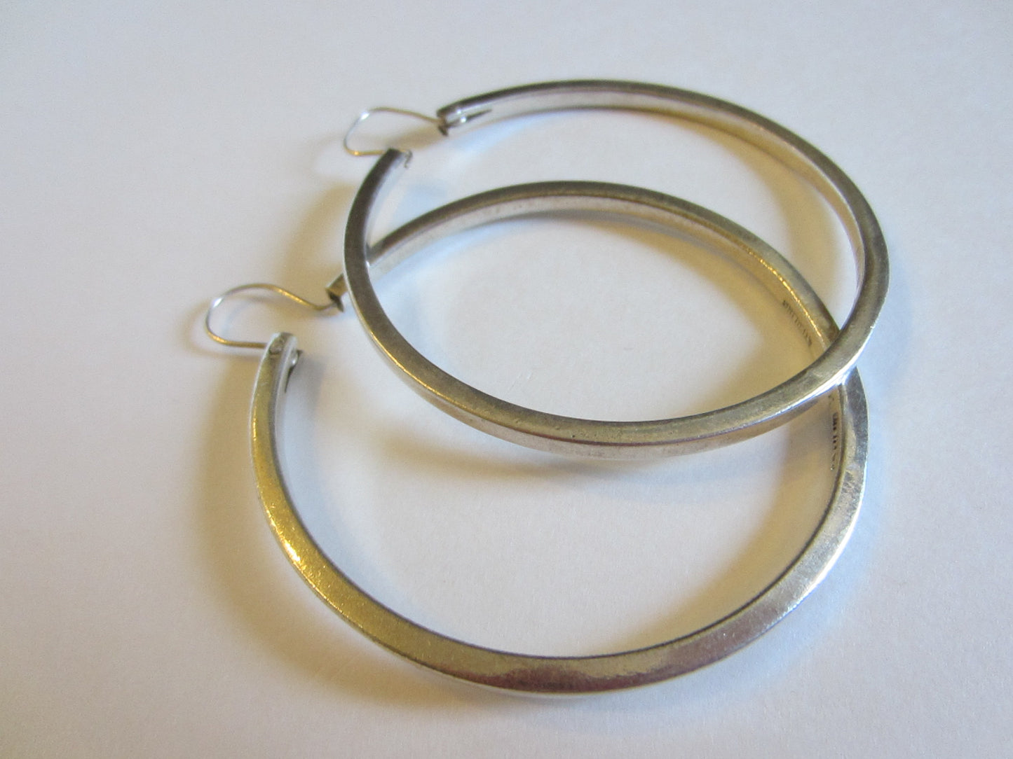 Sterling Silver Hoop Earrings Marked In Etch Mexico 925 - Designer Unique Finds 