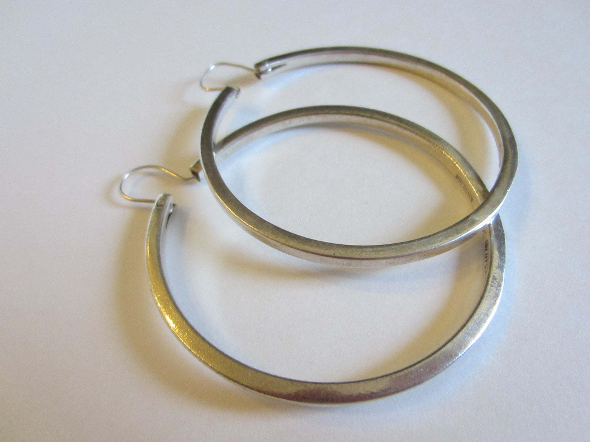 Sterling Silver Hoop Earrings Marked In Etch Mexico 925 - Designer Unique Finds 