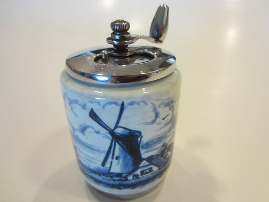 Blue Windmill Holland White Porcelain Pepper Grinder Monterrey Park California George Thompson