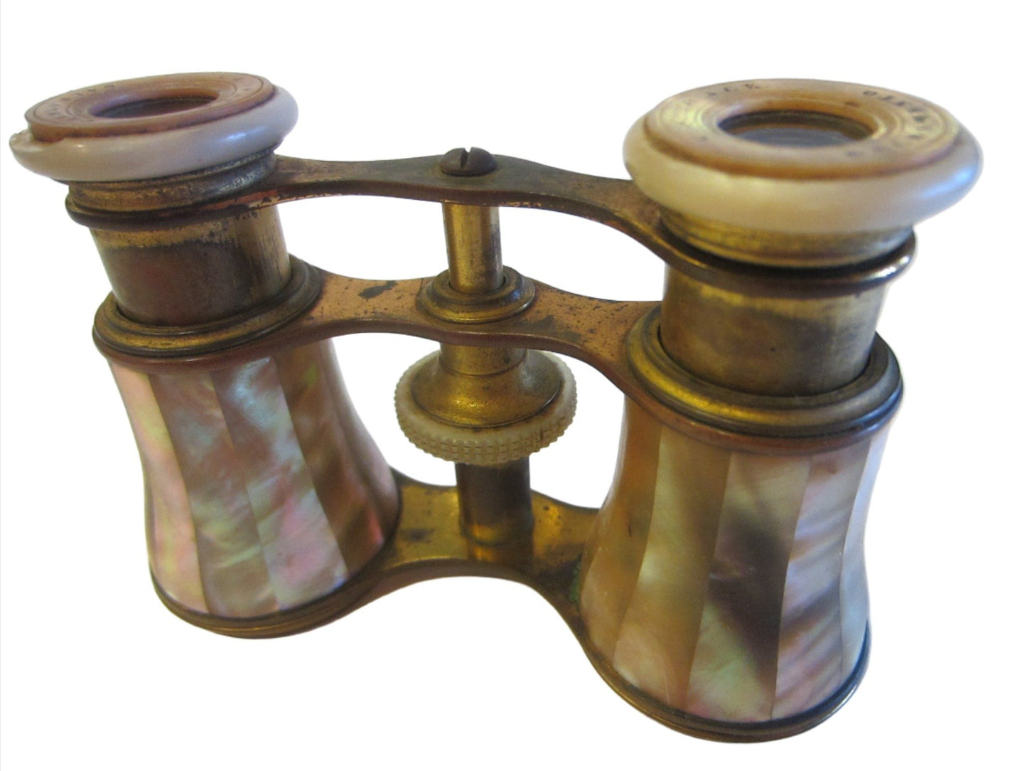 Art Deco Sacramento Parisian Style Opera Glasses Brass Mother of Pearl - Designer Unique Finds 