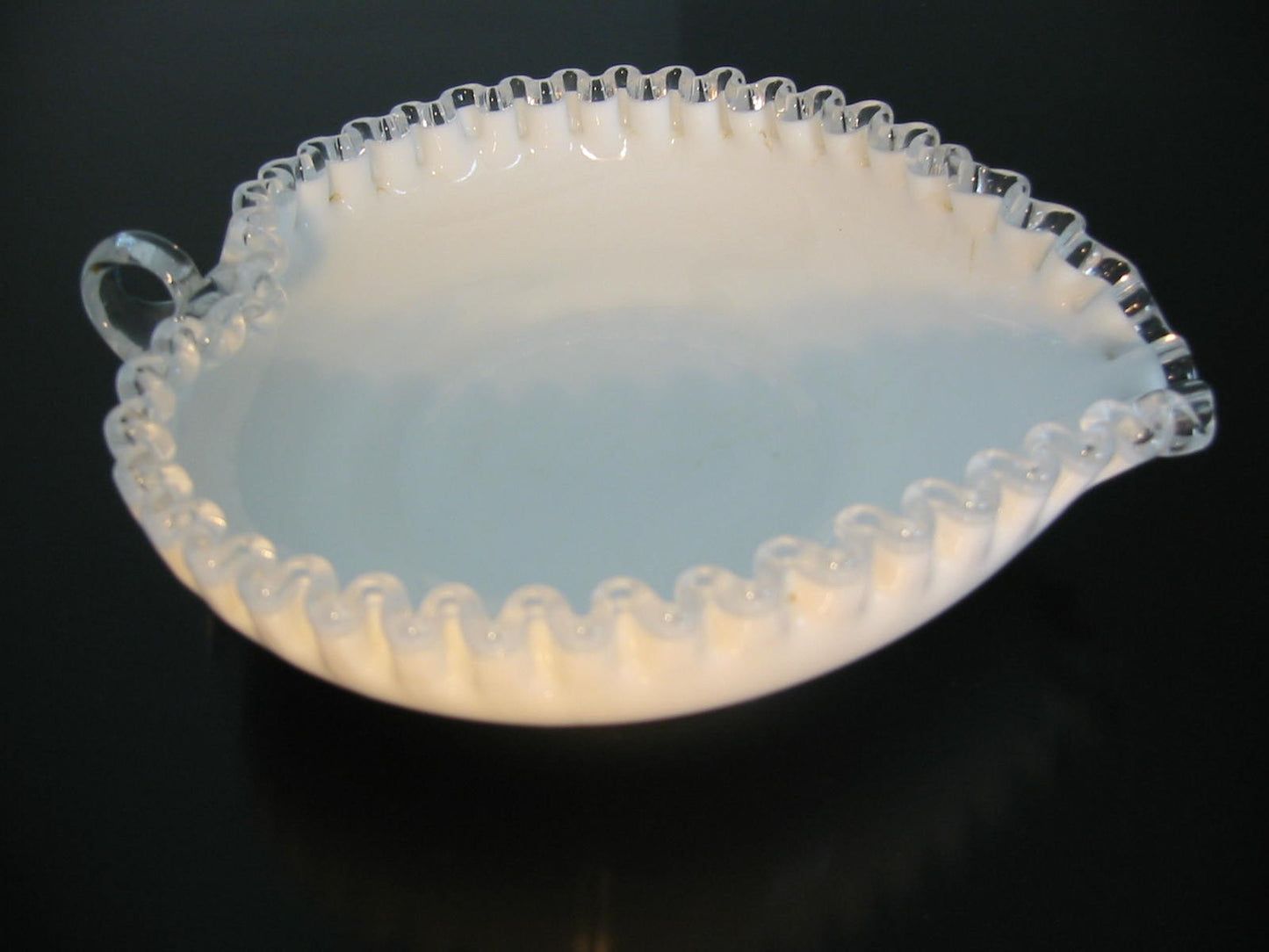 Fenton Milk Glass Heart Shape Condiment Bowl - Designer Unique Finds 