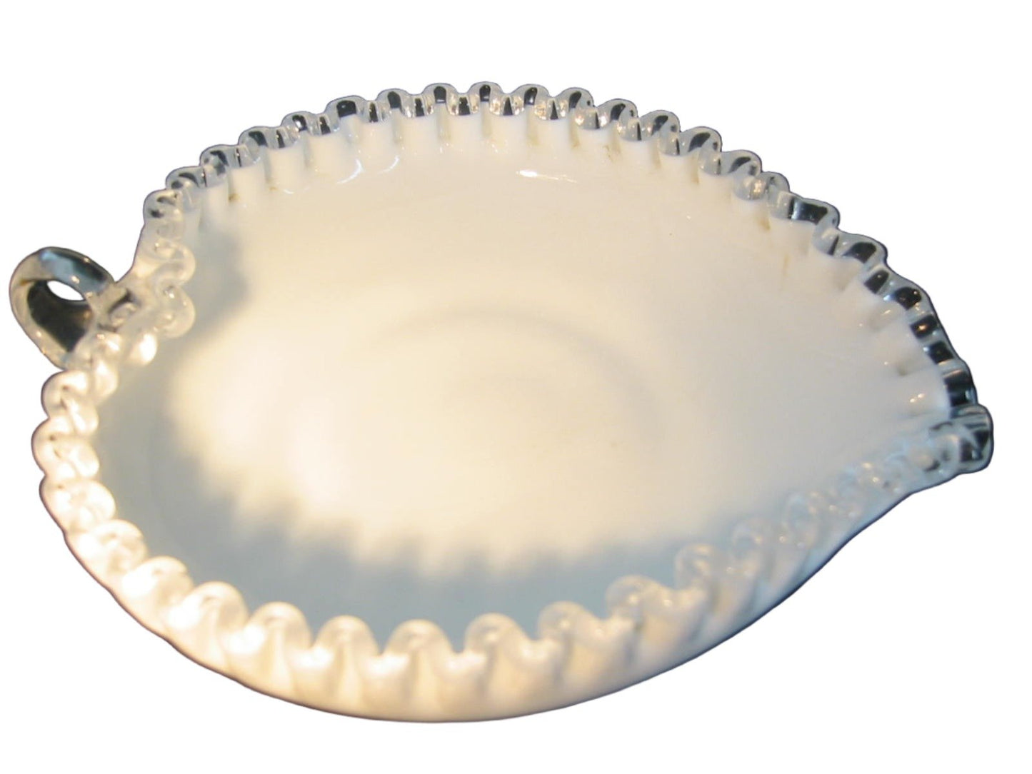 Fenton Milk Glass Heart Shape Condiment Bowl - Designer Unique Finds 