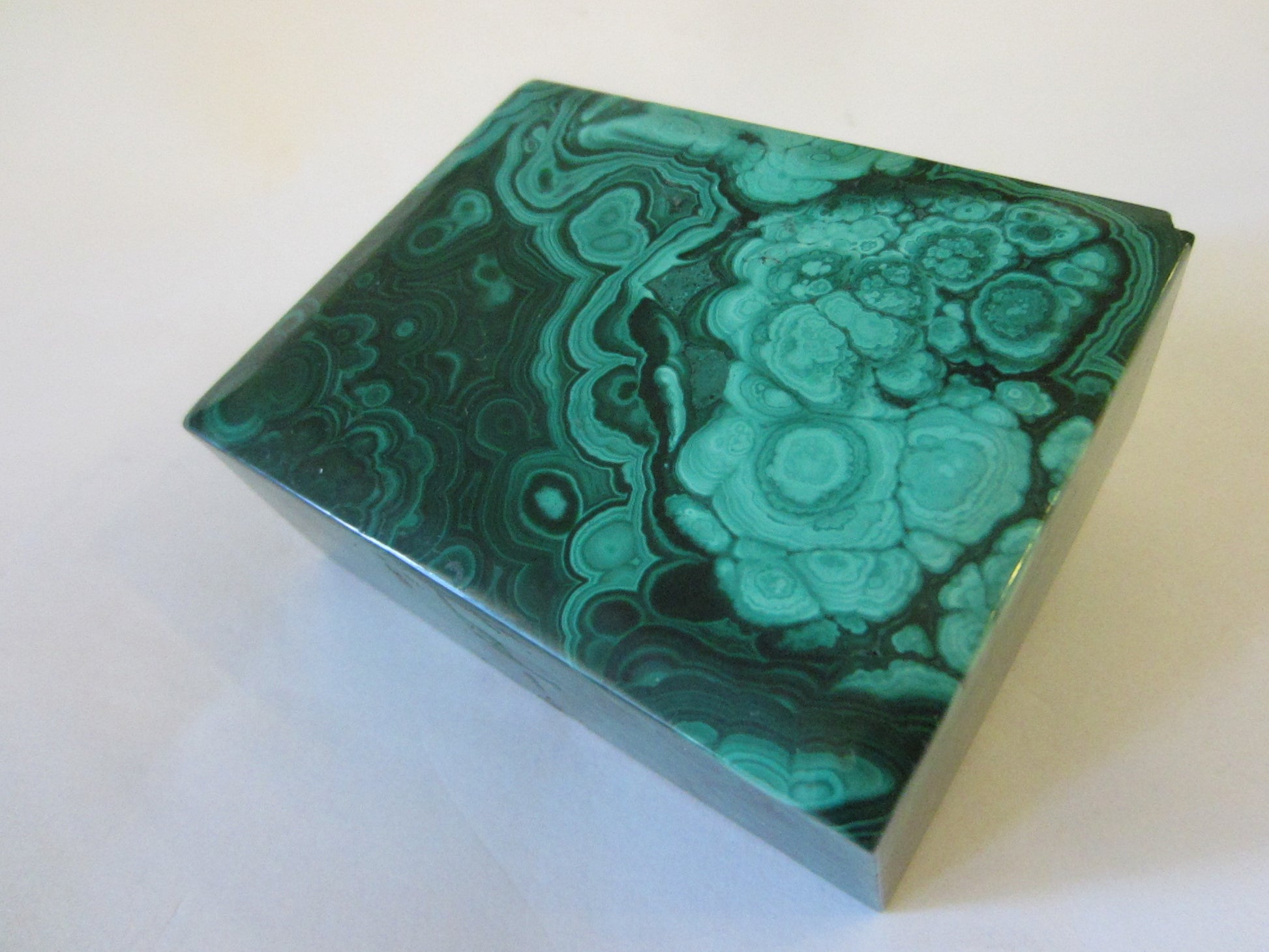 Malachite Green Stone Hand Cut Jewelry Box - Designer Unique Finds 
 - 7