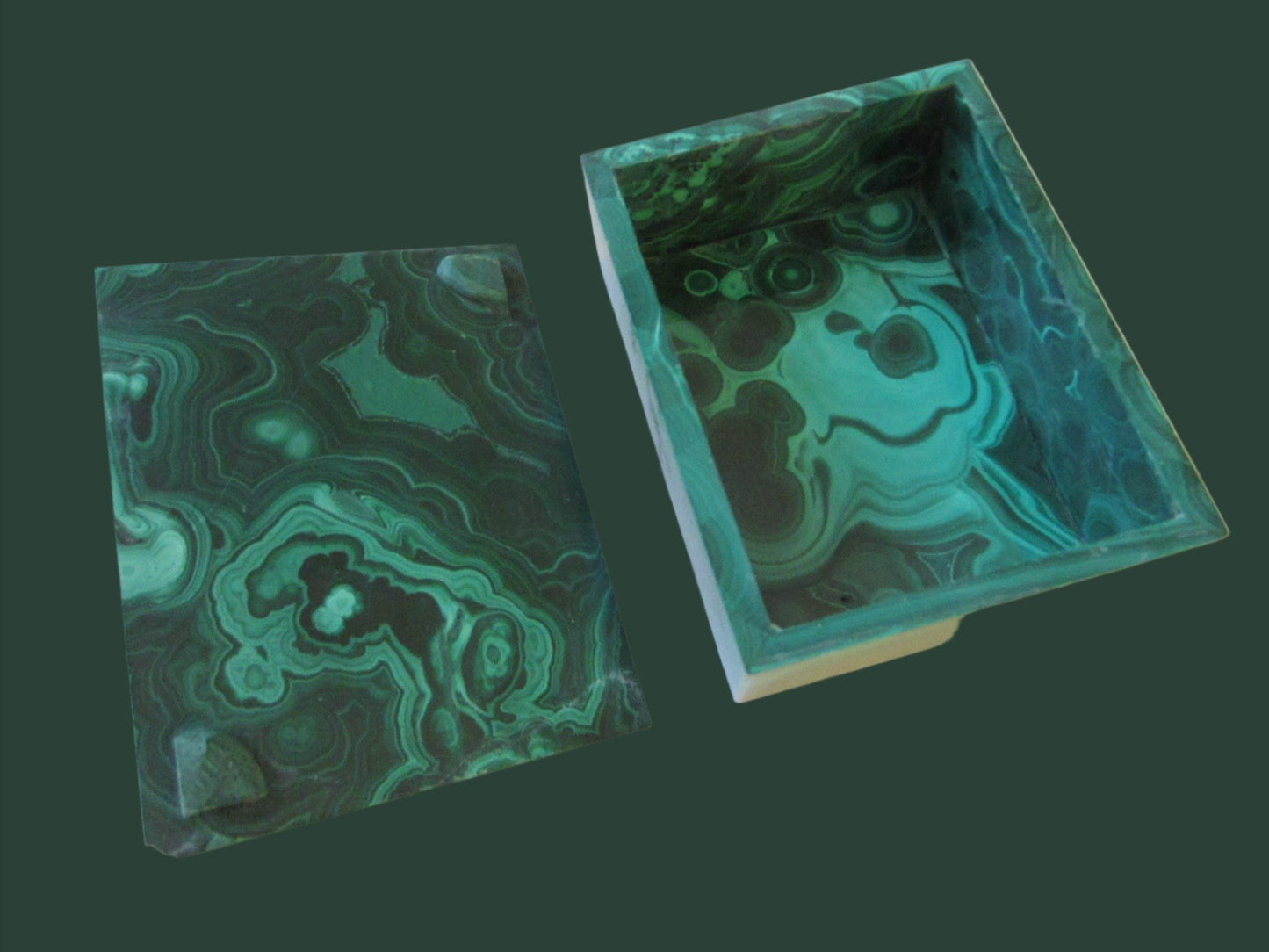 Malachite Green Stone Hand Cut Jewelry Box - Designer Unique Finds 
 - 2