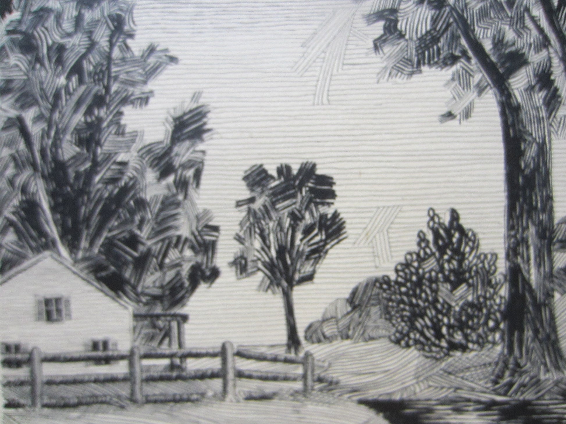 Vida Primm Black And White Landscape With Patmore Drawing Board Stamp - Designer Unique Finds 