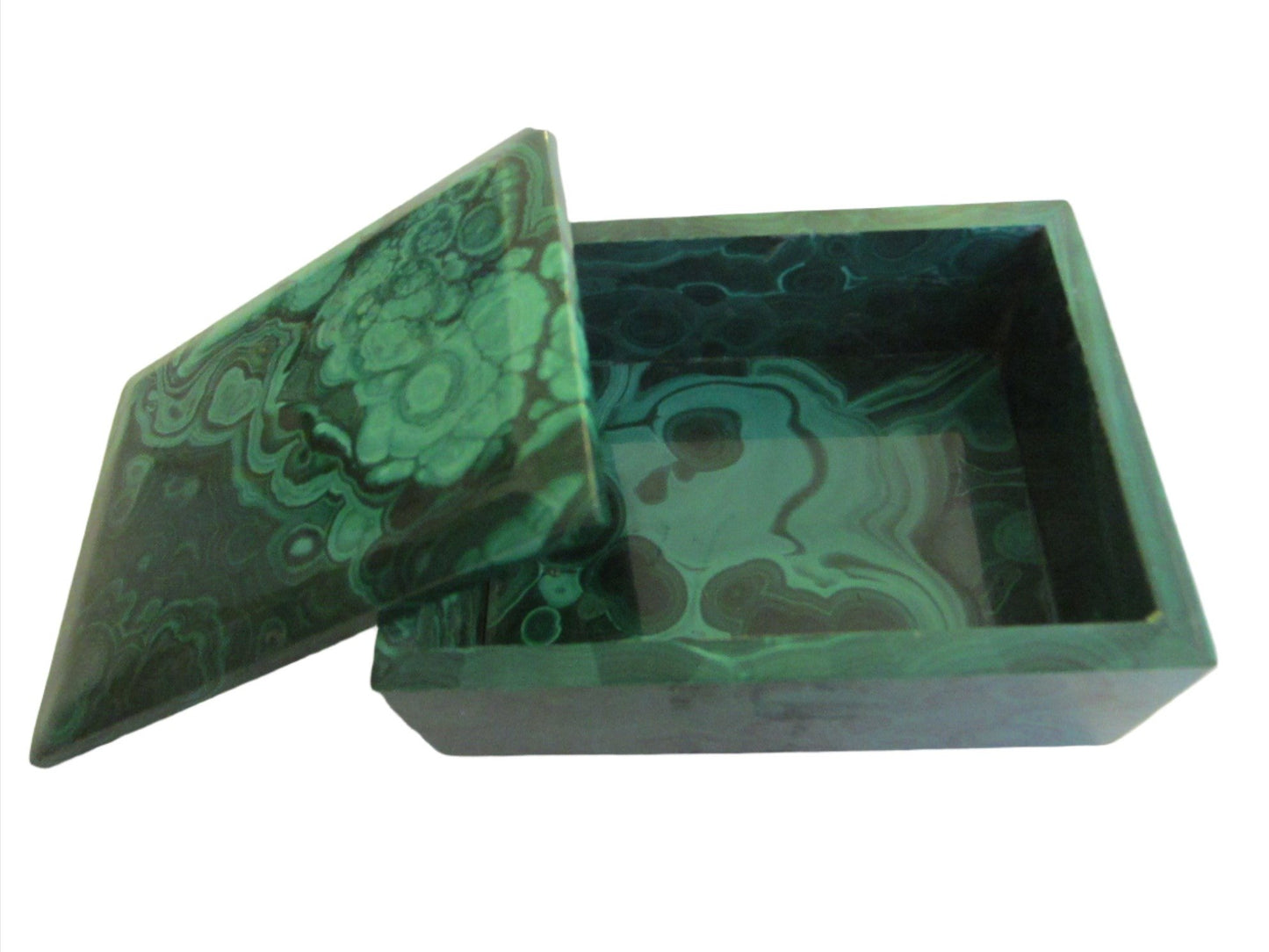 Malachite Green Stone Hand Cut Jewelry Box - Designer Unique Finds 
 - 3