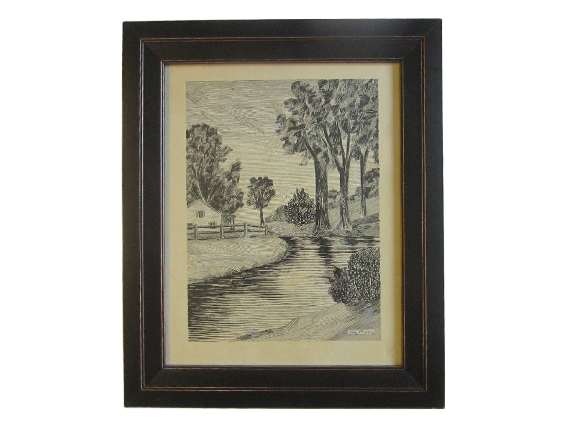 Vida Primm Black And White Landscape With Patmore Drawing Board Stamp - Designer Unique Finds 