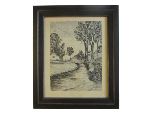 Vida Primm Black And White Landscape With Patmore Drawing Board Stamp - Designer Unique Finds 