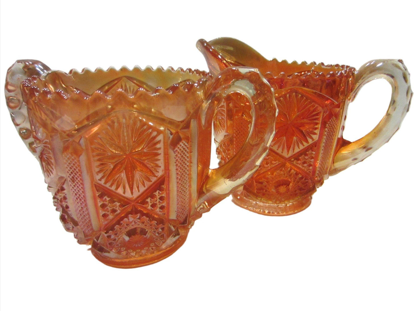 Marigold Imperial Glass Creamer Sugar Pressed Carnival - Designer Unique Finds 
 - 1