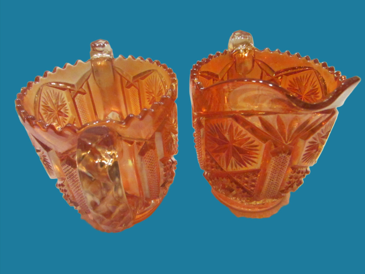 Carnival Glass Marigold Imperial Creamer Sugar