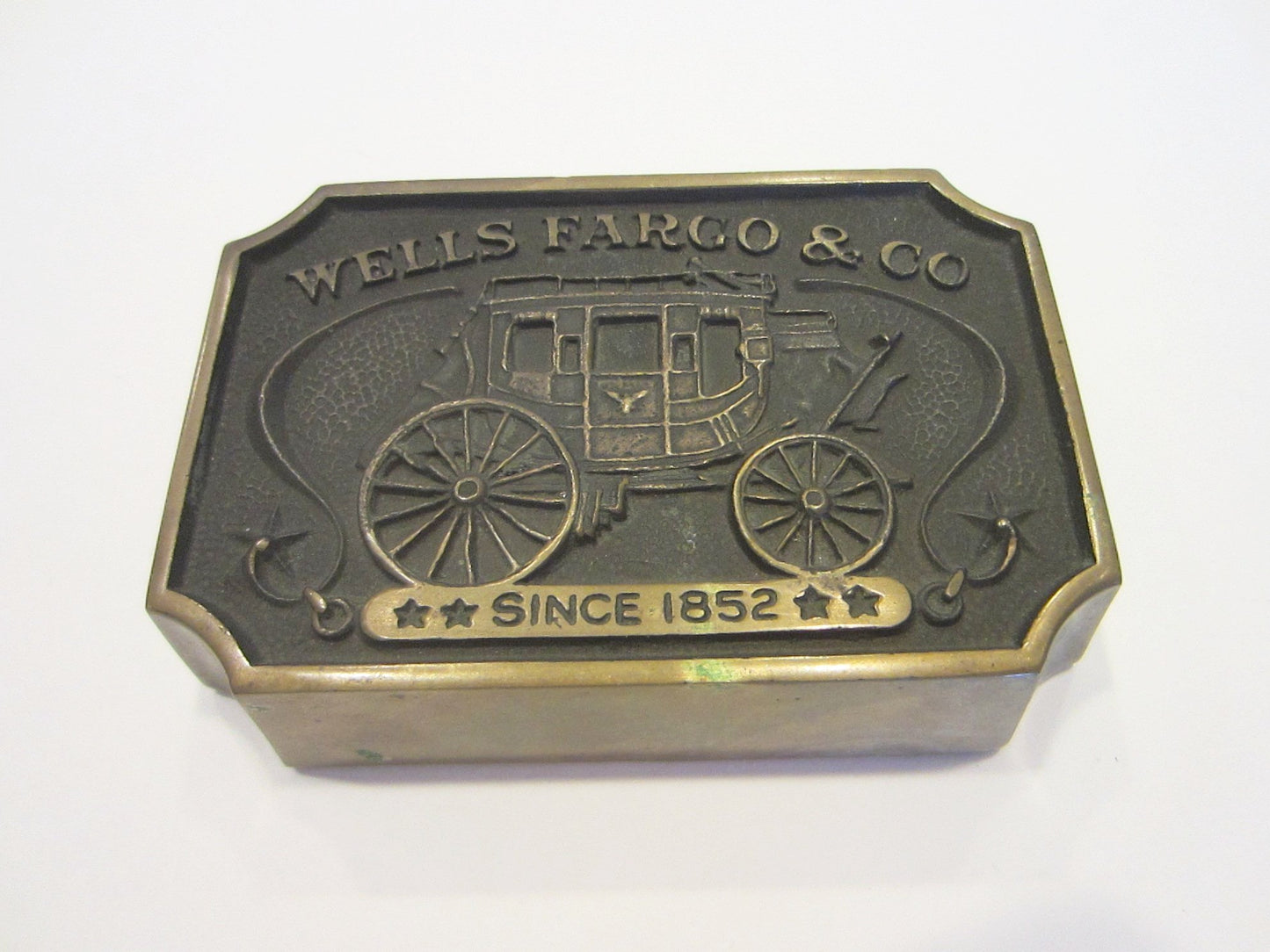 Wells Fargo Bronze Signed Paperweight Bank Memorabilia - Designer Unique Finds 