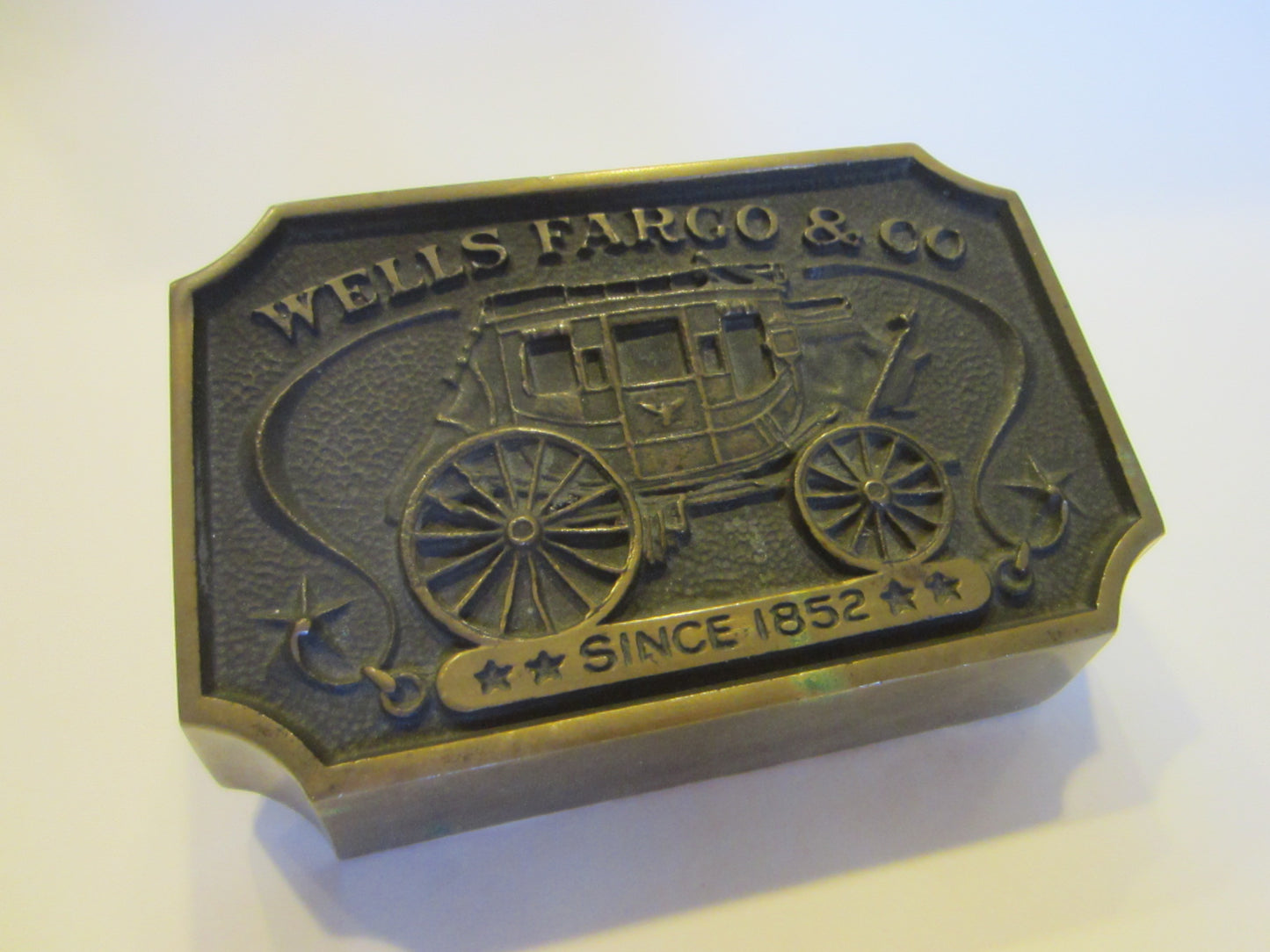 Wells Fargo Bronze Signed Paperweight Bank Memorabilia - Designer Unique Finds 