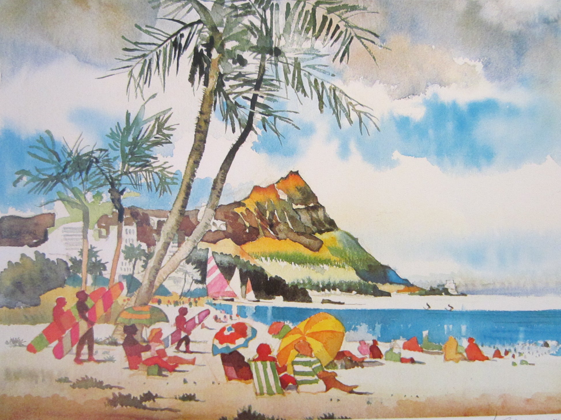 Don Kingman Diamond Head Honolulu 1970's Signed Lithograph - Designer Unique Finds 
 - 3