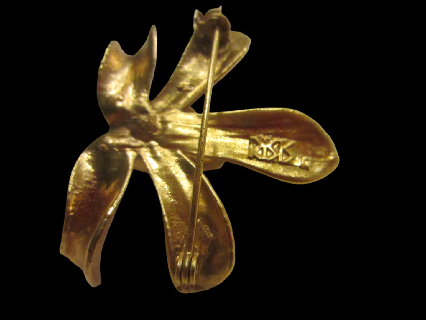 Risis Gold Orchid Signed Brooch