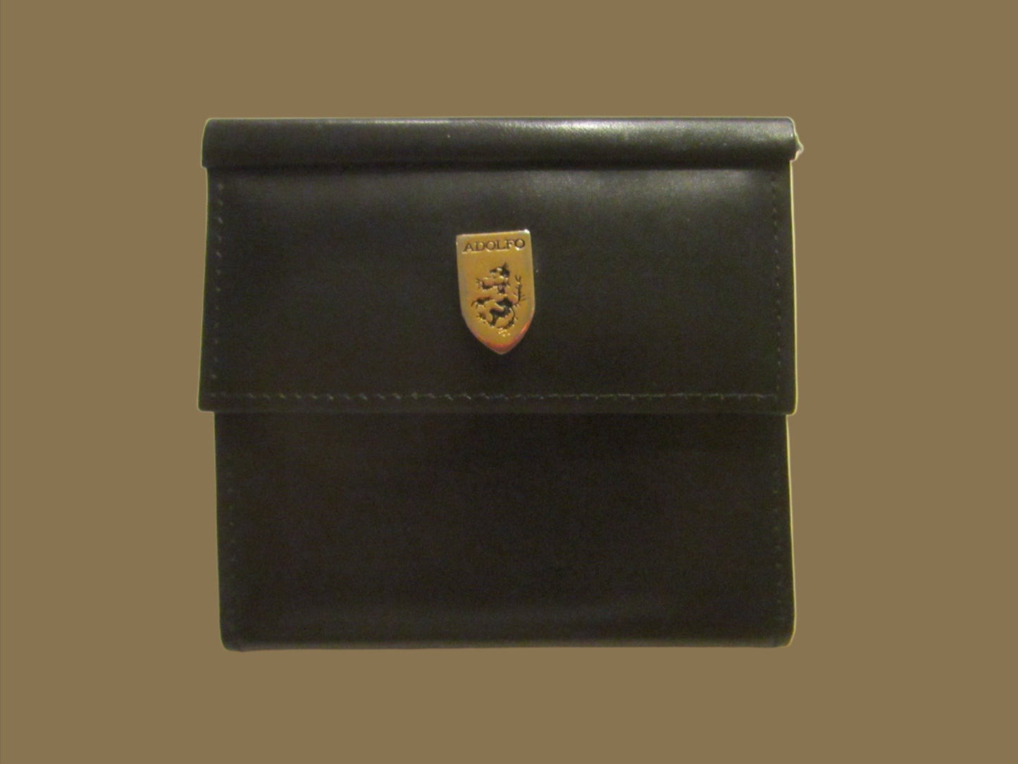 Adolfo Card Case Two Fold Snap Button Shield Mark - Designer Unique Finds 