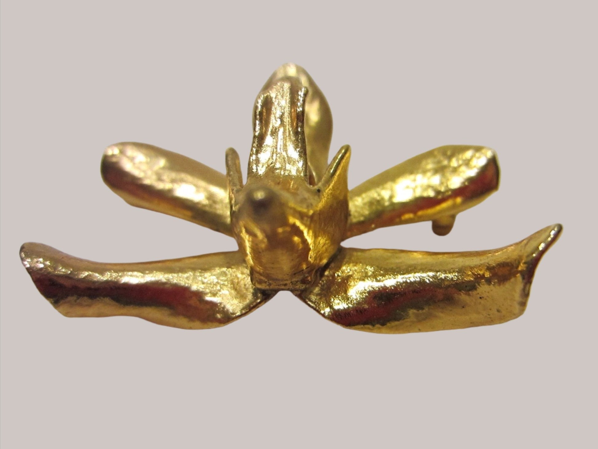 Risis Gold Orchid Signed Brooch