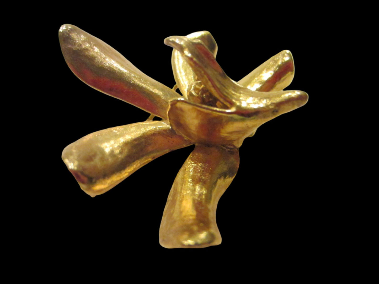 Risis Gold Orchid Signed Brooch