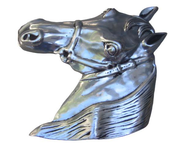 Pewter Equestrian Horse Head Wall Decor - Designer Unique Finds 