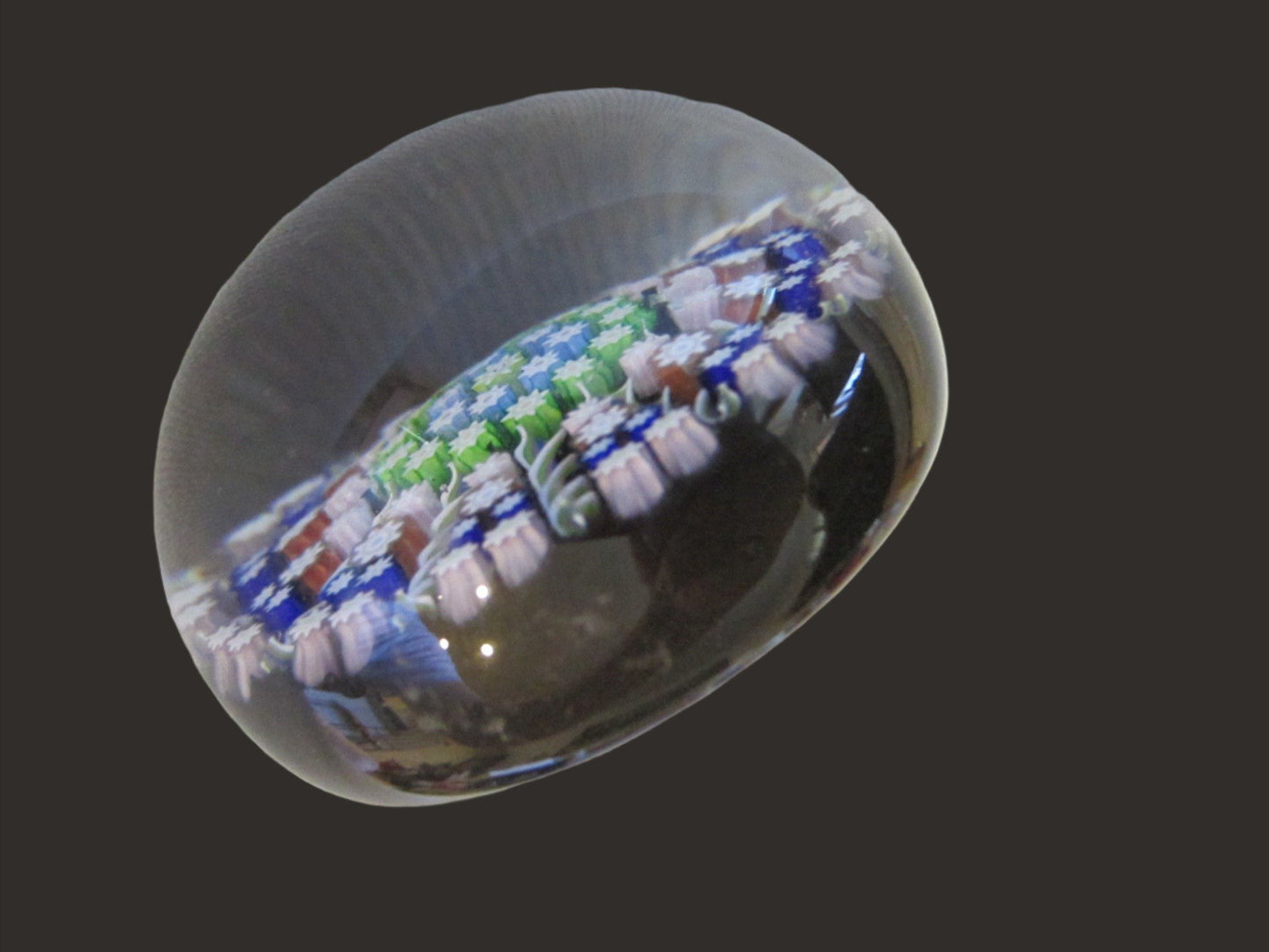 Pertshire Millefiori Glass Paperweight Signed Crieff Scotland - Designer Unique Finds 