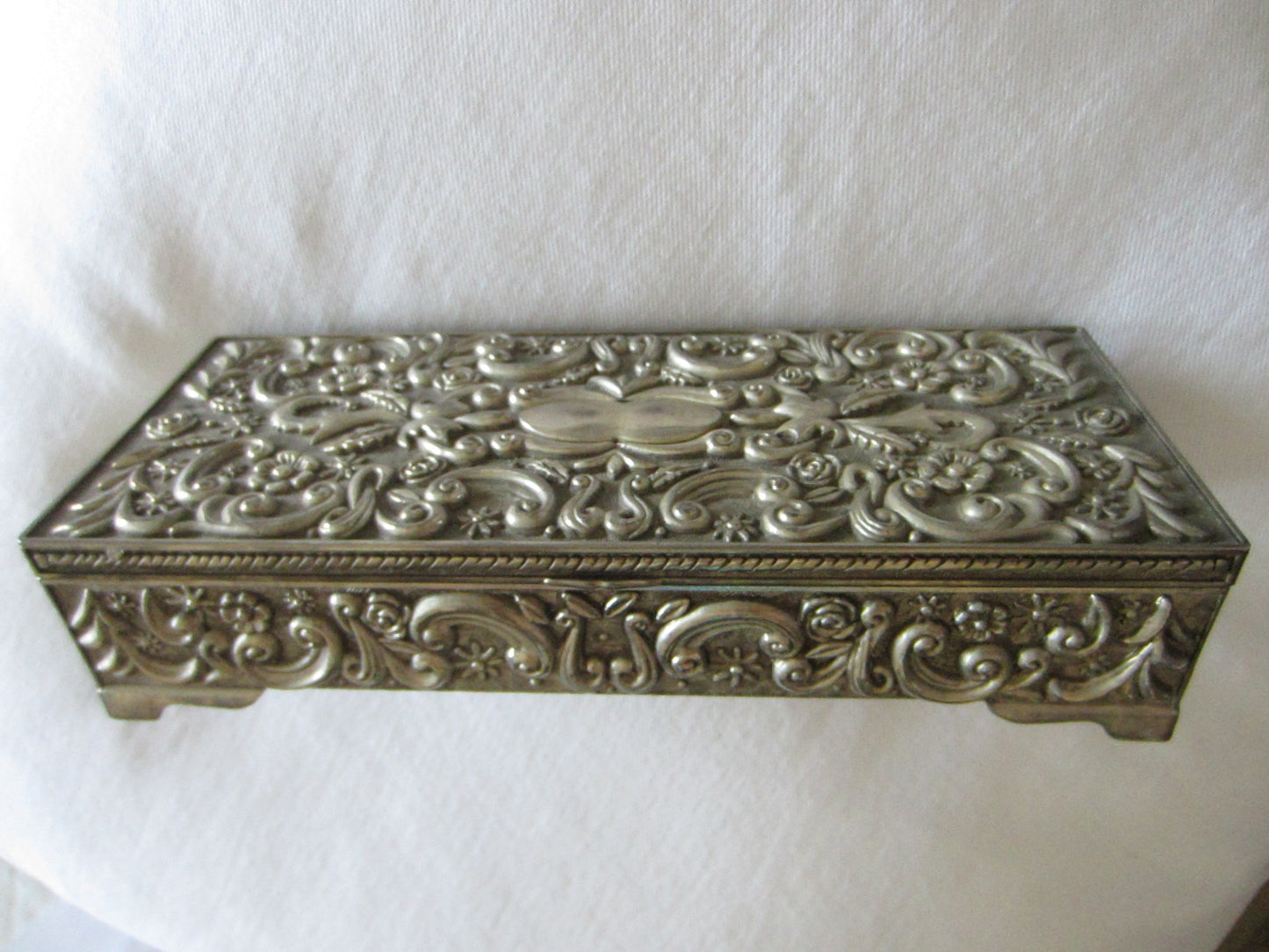 Godinger Silver Art Mirrored Rectangle Jewelry Box Floral Design