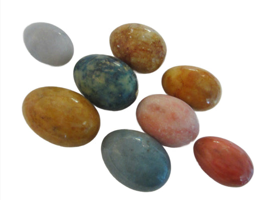 Colorful Marble Alabaster Eggs Suite of Eight