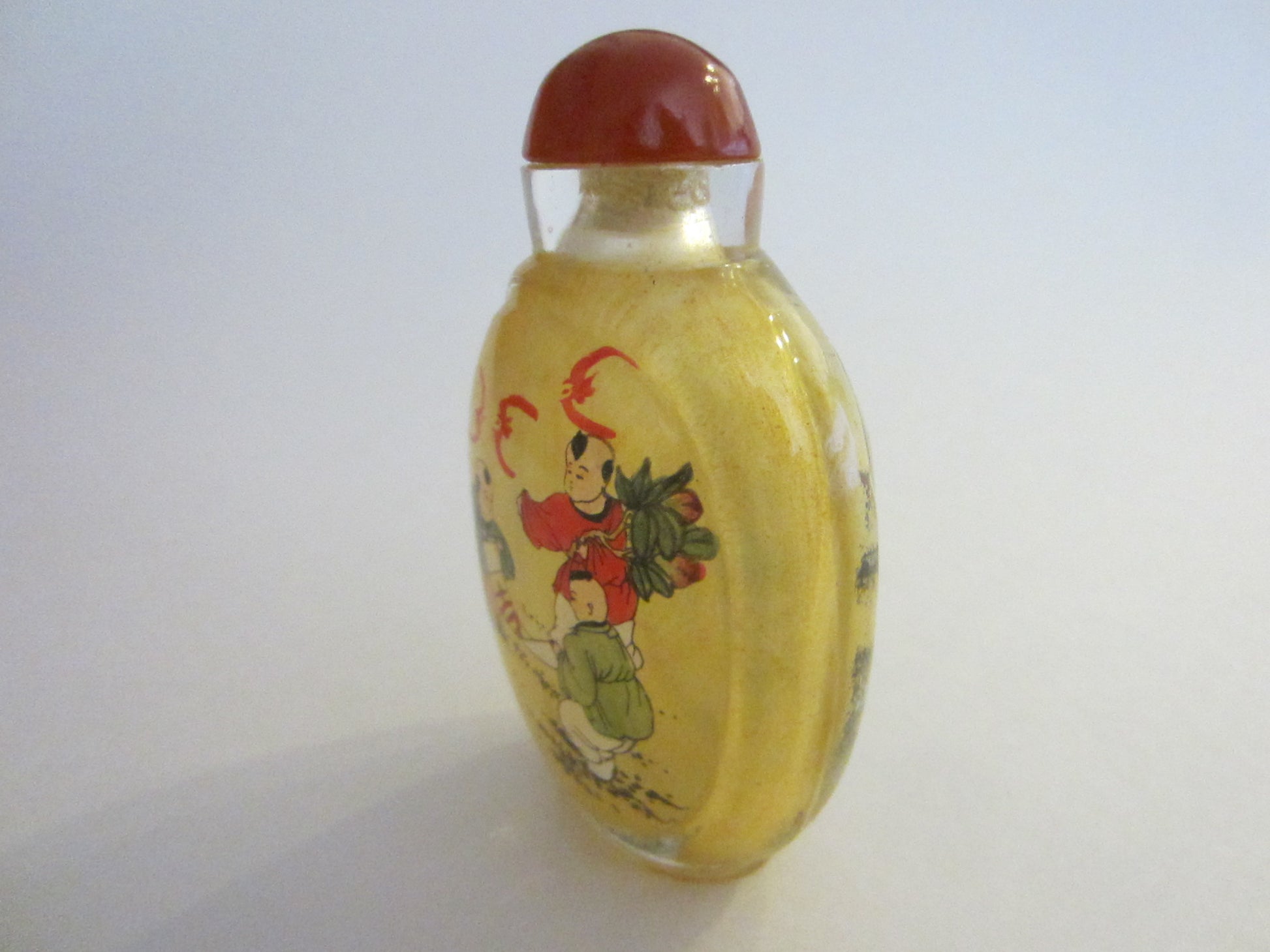 Interior Painted Glass Snuff Bottle Figures And Rabbits With Signature - Designer Unique Finds 