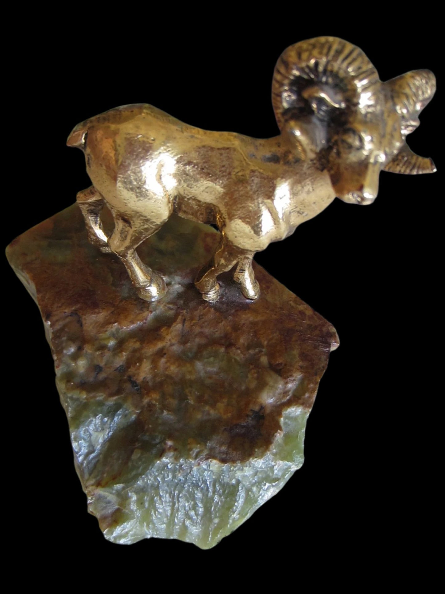 Bronze Ram Folk Art Sculpture Stone Stand - Designer Unique Finds 
 - 4