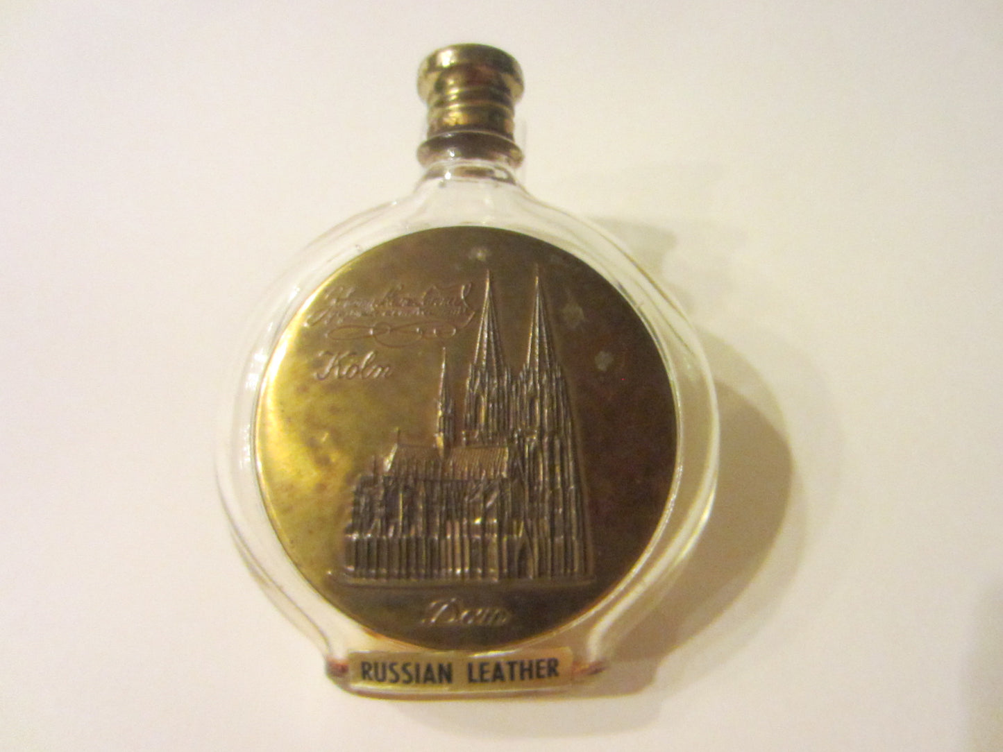 Johann Maria Farnival Perfume Bottle Bronze Red Cap Russian Leather Germany - Designer Unique Finds 