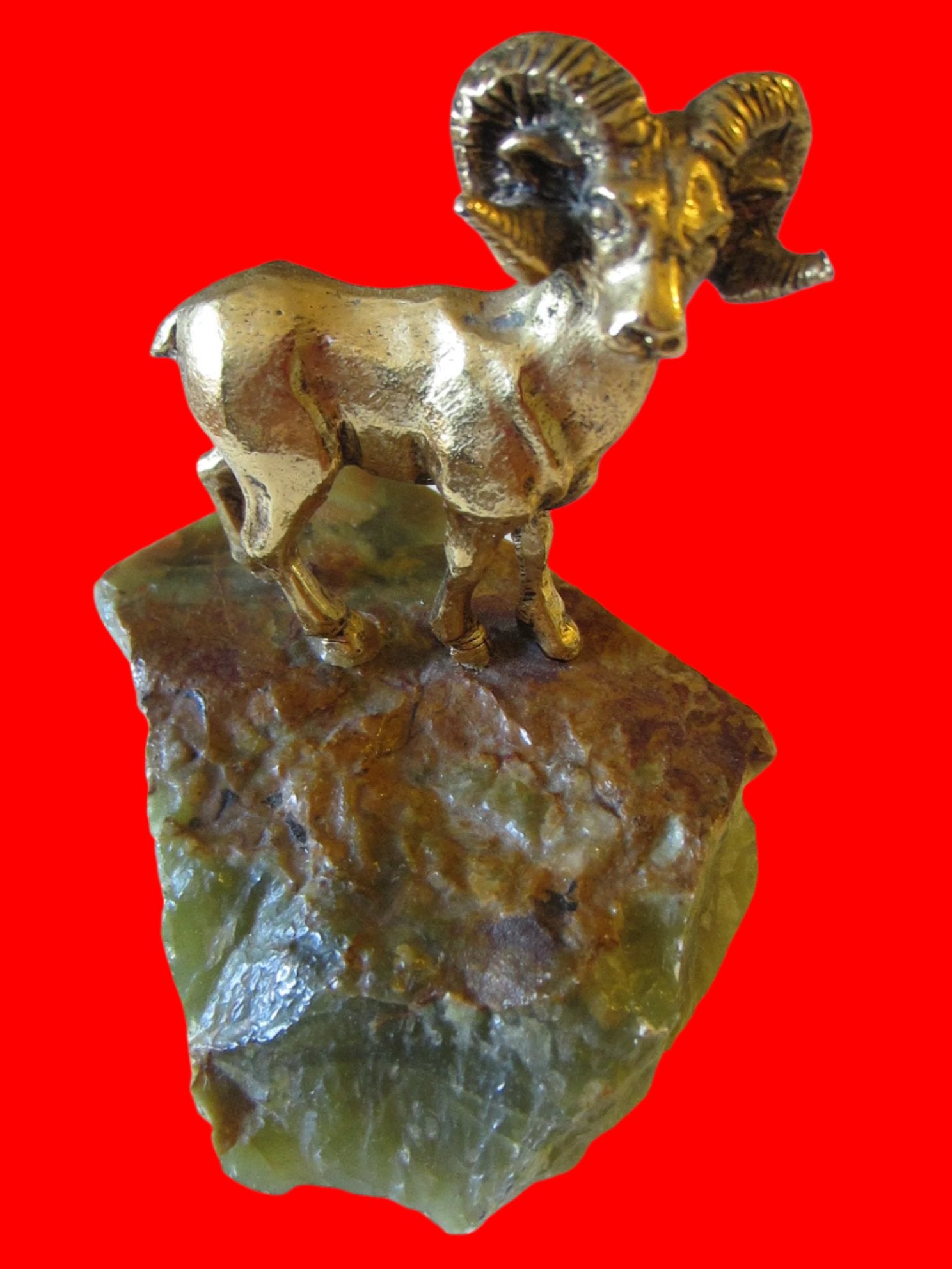 Bronze Ram Folk Art Sculpture Stone Stand - Designer Unique Finds 
 - 5