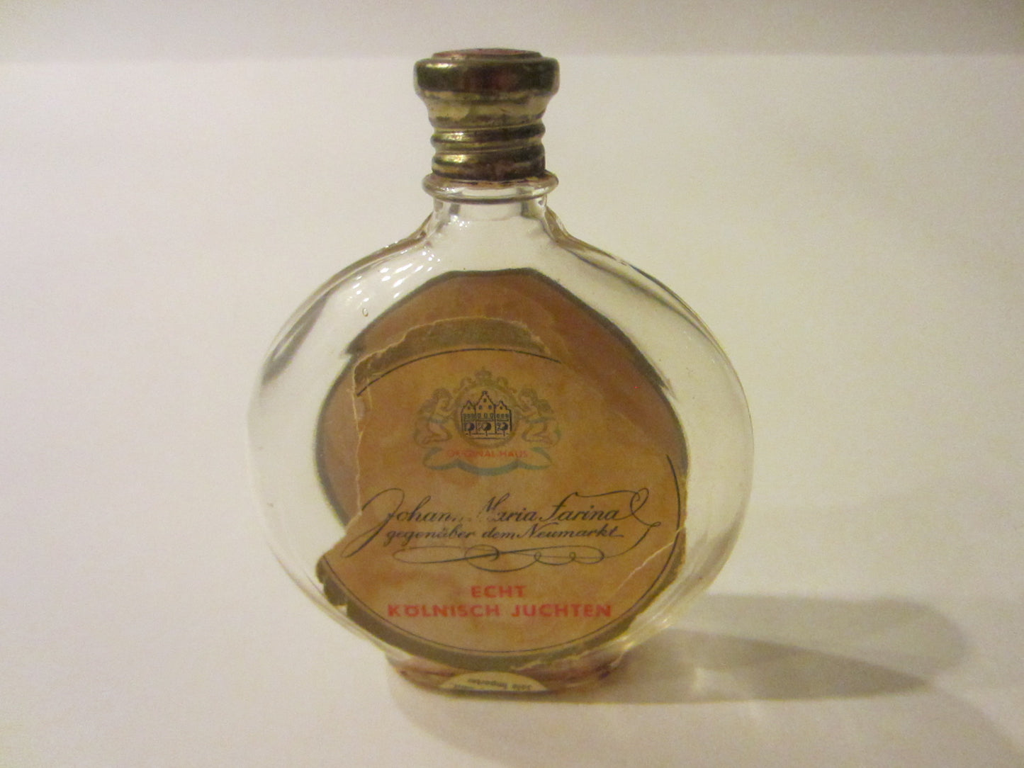 Johann Maria Farnival Perfume Bottle Bronze Red Cap Russian Leather Germany - Designer Unique Finds 