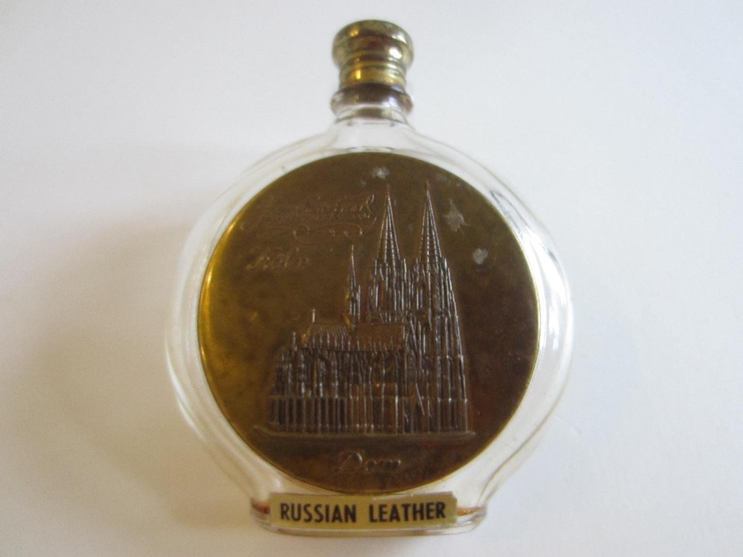 Johann Maria Farnival Perfume Bottle Bronze Red Cap Russian Leather Germany - Designer Unique Finds 