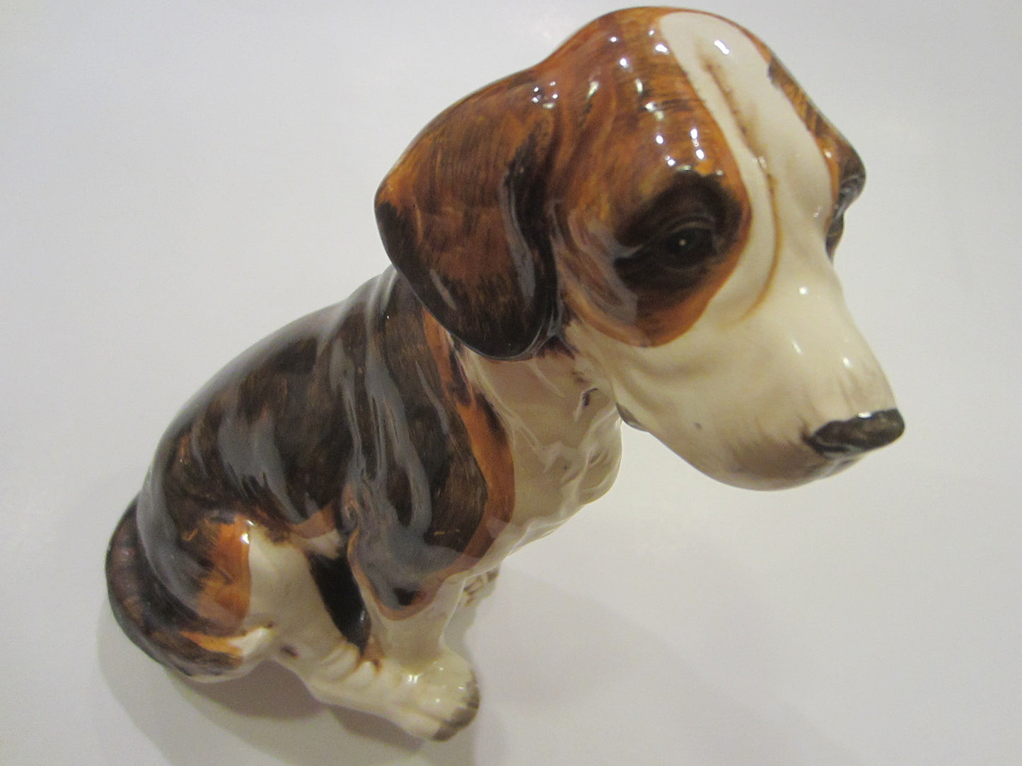 Folk Art Ceramic Seated Springer Spaniel Hand Painted Glazed Statue