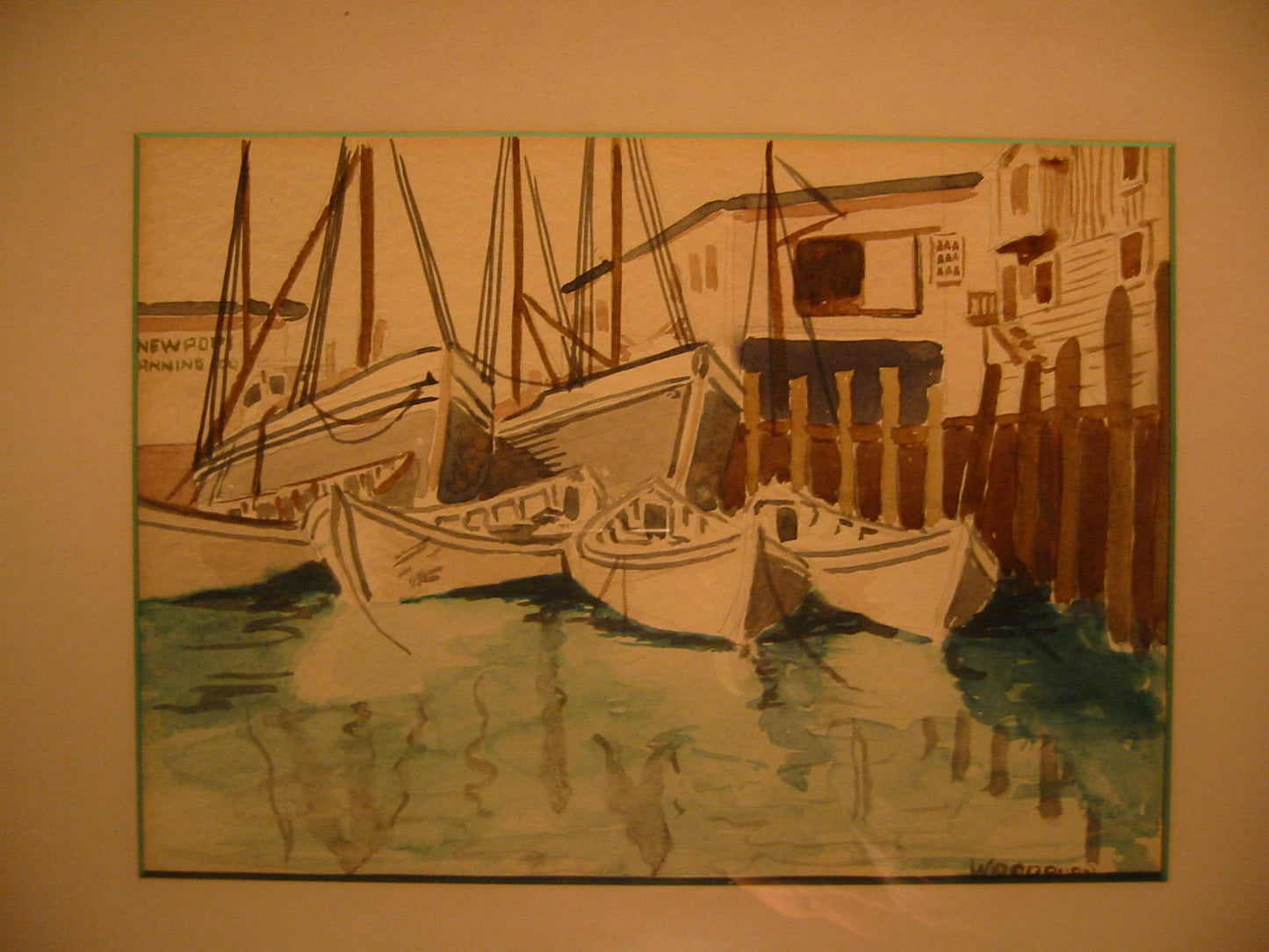 Woodburn Maritime Watercolor Seascape Newport Signed Winning Boat - Designer Unique Finds 